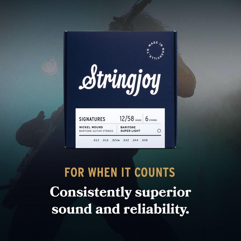 Stringjoy BAL12B Baritone Nickel Electric Guitar Strings, 12-58 Balanced Super Light Gauge, Baritone Guitars Strings Electric 6 String Set - Image 3